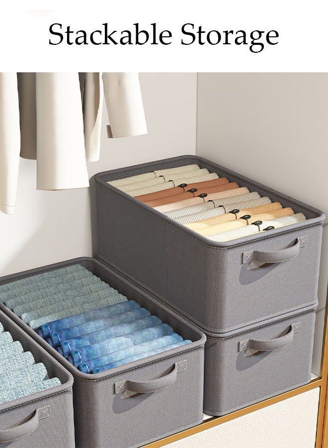 DUNISO 3pcs Closet Storage Box with Handle, Foldable Cube Storage Bins Sturdy Closet Organizer System for Clothing, Jeans, Toys, Books, Shelves, Closet, Wardrobe - Image 5