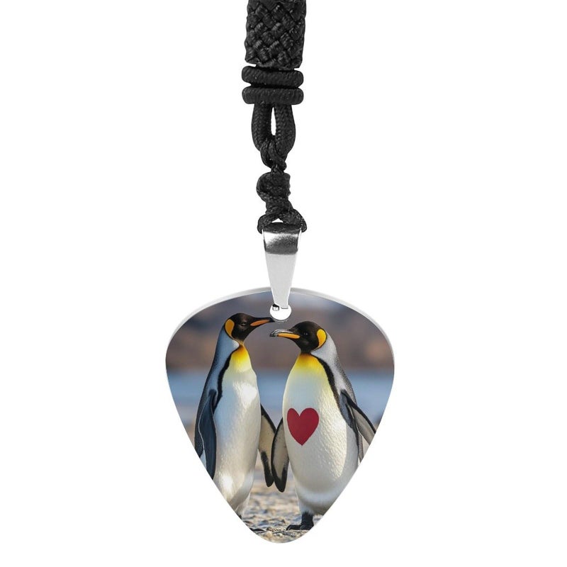 Personalized Penguin Guitar Pick Necklace Metal Pendant For Guitar Bass Ukulele - Image 2