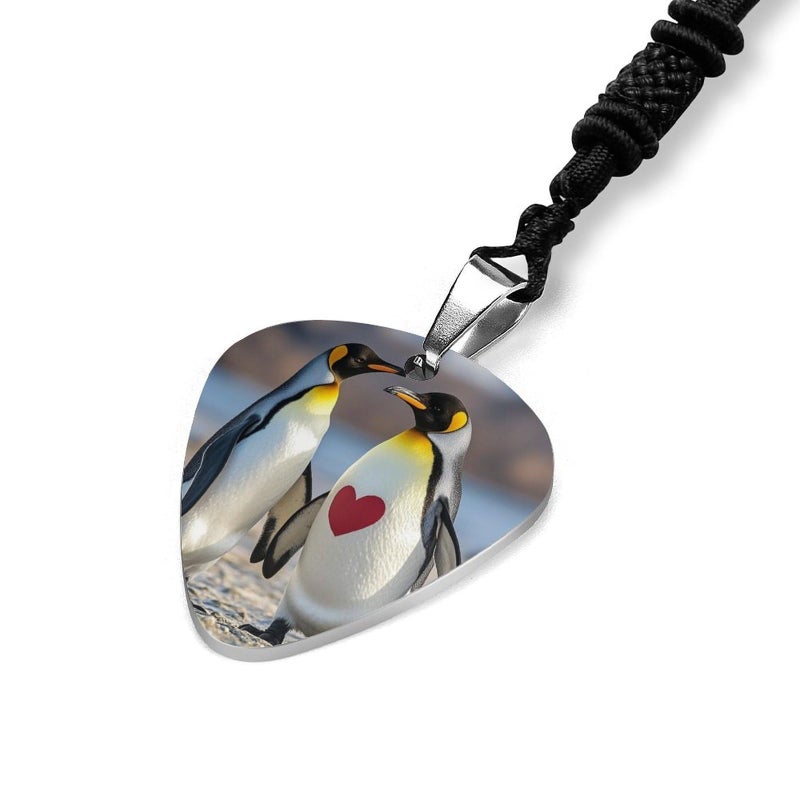Personalized Penguin Guitar Pick Necklace Metal Pendant For Guitar Bass Ukulele - Image 3