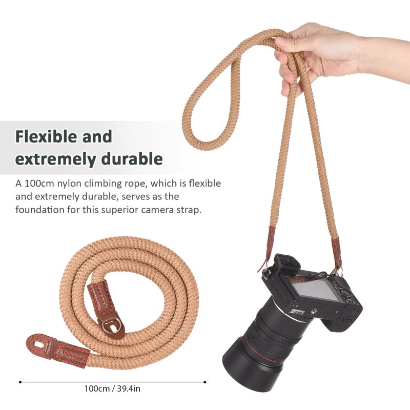 100cm Camera Strap Camera Neck Strap Vintage Shoulder Sling for SLR DSLR Digital Mirrorless Cameras - Image 5