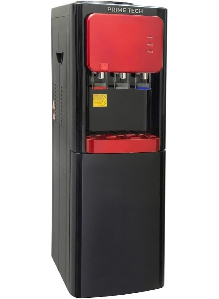 PRIME TECH water dispenser with cabinet PT-60R, hot and cold, 2 taps, black x red color - Image 1