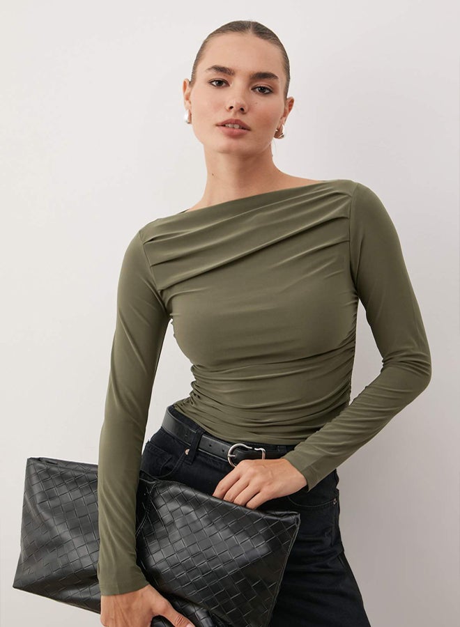 trendyol Khaki Knitted Blouse - Image 1