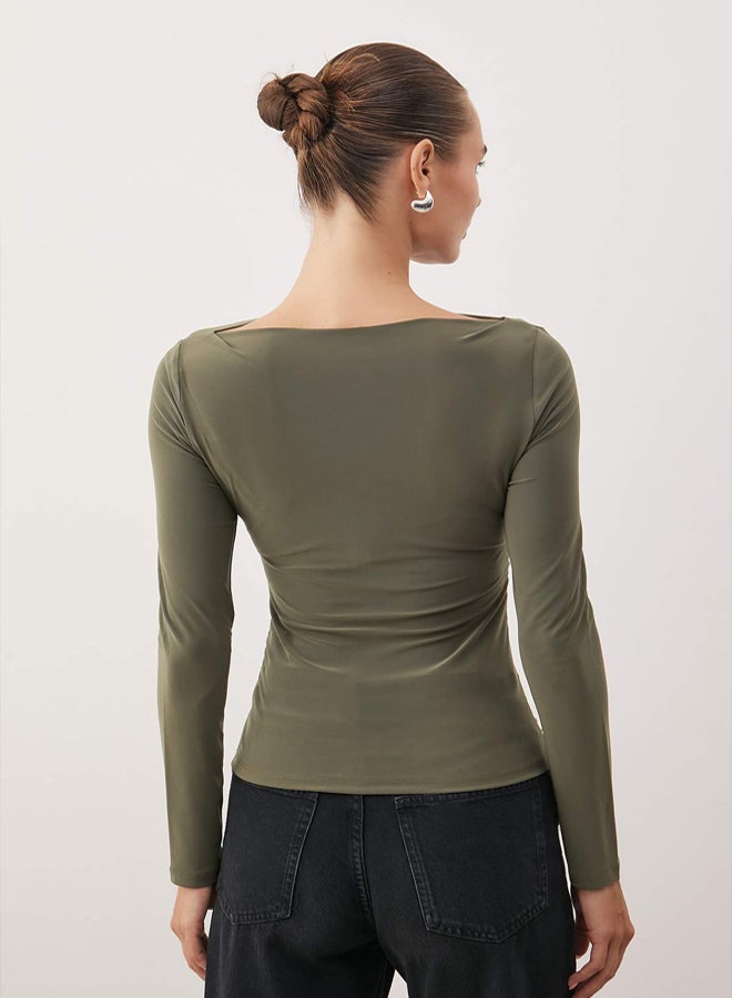 trendyol Khaki Knitted Blouse - Image 4