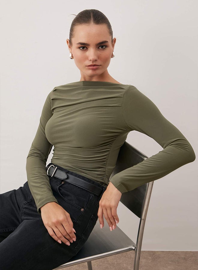 trendyol Khaki Knitted Blouse - Image 2