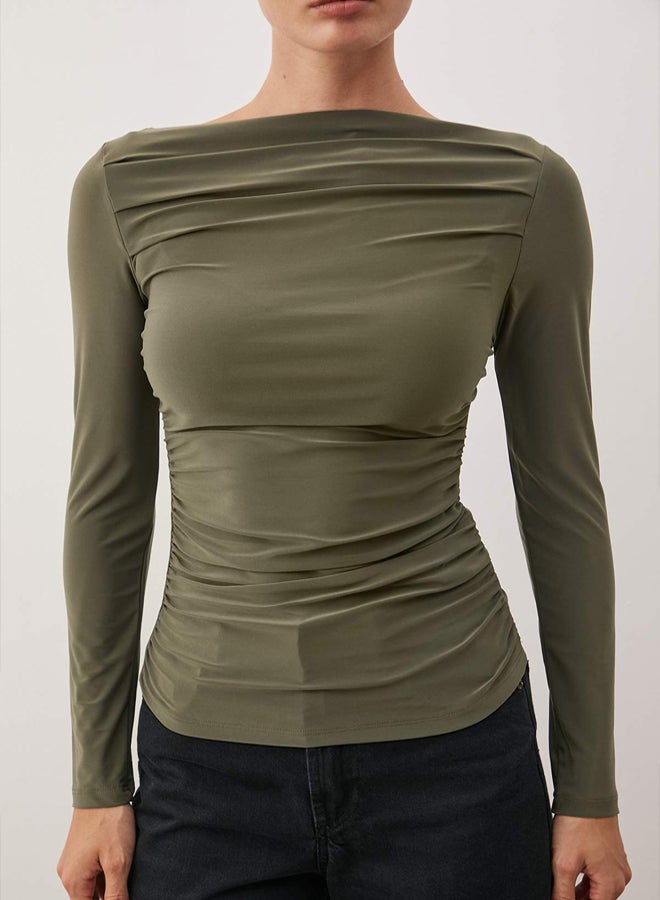 trendyol Khaki Knitted Blouse - Image 3