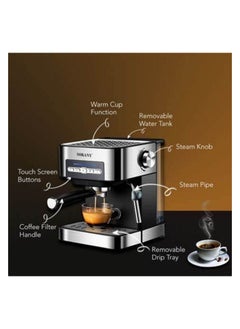 sokany Espresso Coffee Maker,15 Bar Steam Pressure Pump, Swivel Steam Jet to Froth Milk, Automatic Shut-Off 1.6L Water Tank 850W - Black/Silver  - Image 3