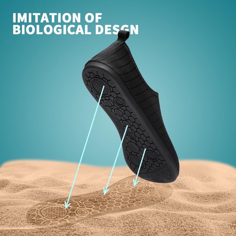 Racqua Water Shoes Outdoor Surfing Boat Lightweight Beach Quick Dry Swim Aqua Slip On Diving Breathable Shoes Sea Pool Women Men Black 7-8 Women/6-7 Men - Image 3