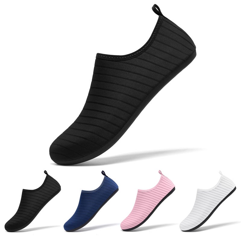 Racqua Water Shoes Outdoor Surfing Boat Lightweight Beach Quick Dry Swim Aqua Slip On Diving Breathable Shoes Sea Pool Women Men Black 7-8 Women/6-7 Men - Image 1