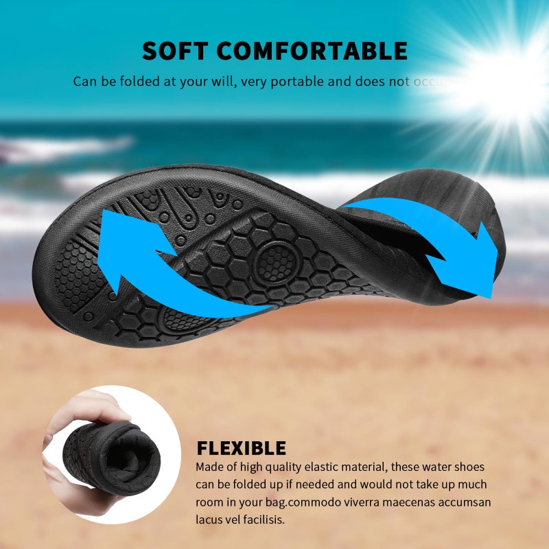 Racqua Water Shoes Outdoor Surfing Boat Lightweight Beach Quick Dry Swim Aqua Slip On Diving Breathable Shoes Sea Pool Women Men Black 7-8 Women/6-7 Men - Image 4