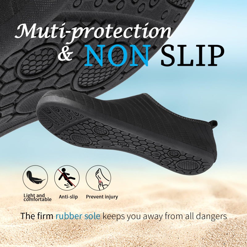 Racqua Water Shoes Outdoor Surfing Boat Lightweight Beach Quick Dry Swim Aqua Slip On Diving Breathable Shoes Sea Pool Women Men Black 7-8 Women/6-7 Men - Image 5