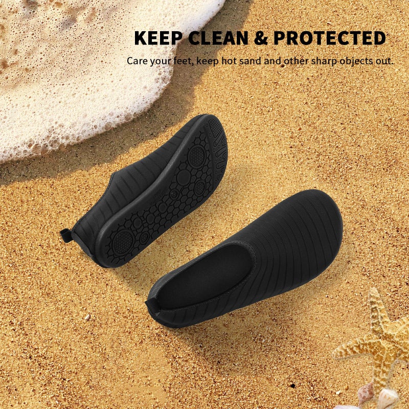 Racqua Water Shoes Outdoor Surfing Boat Lightweight Beach Quick Dry Swim Aqua Slip On Diving Breathable Shoes Sea Pool Women Men Black 7-8 Women/6-7 Men - Image 2