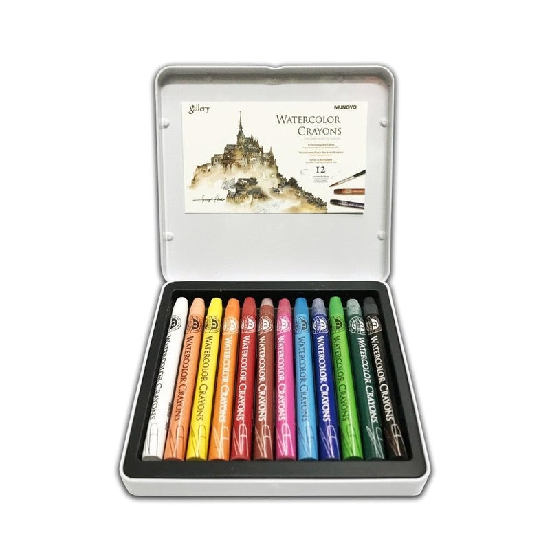 MUNGYO Watercolour Crayons (Set Of 12 In Tin Box), Multicolor - Image 3