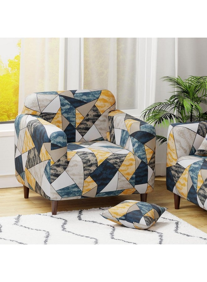 Lukzer Universal 1 Seater Sofa Cover with 1 Pillow Case 140 GSM Big Elasticity Slipcover for Couch Protector Stretchable (Prism Yellow/90-140cm) SC-047-01 - Image 1