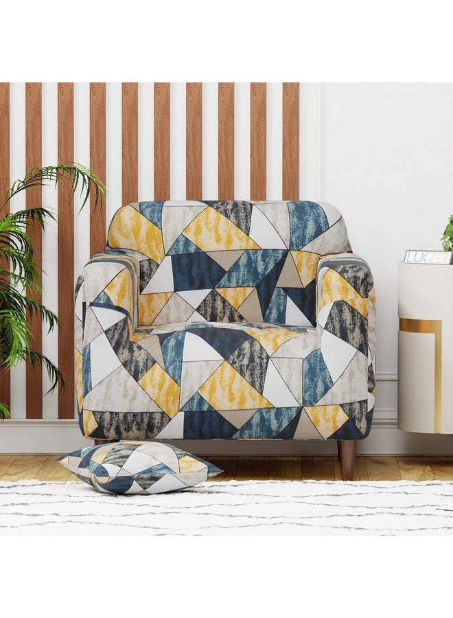 Lukzer Universal 1 Seater Sofa Cover with 1 Pillow Case 140 GSM Big Elasticity Slipcover for Couch Protector Stretchable (Prism Yellow/90-140cm) SC-047-01 - Image 2