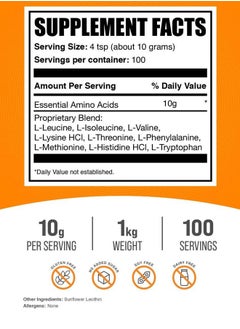 BULKSUPPLEMENTS.COM .com Essential Amino Acids Powder - Essential Amino Acids Supplement, EAA Powder - Unflavored & Gluten Free, 10g per Serving, 1kg (2.2 lbs) (Pack of 1)  - Image 2