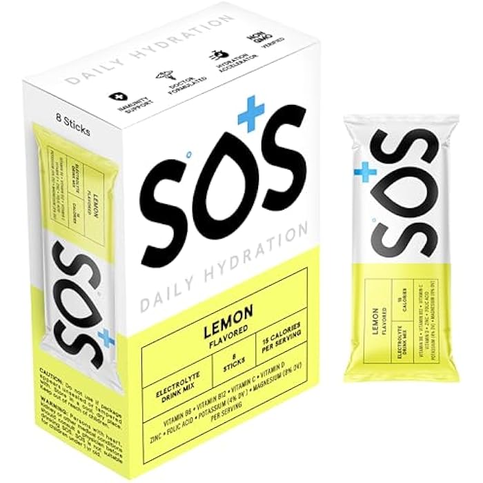 SOS Hydration ORS Electrolyte Powder Stick Packs | Oral Rehydration Solution | Low Sugar | Rapid Rehydration | Made in USA | Keto | Lemon | 8 Servings - Image 5