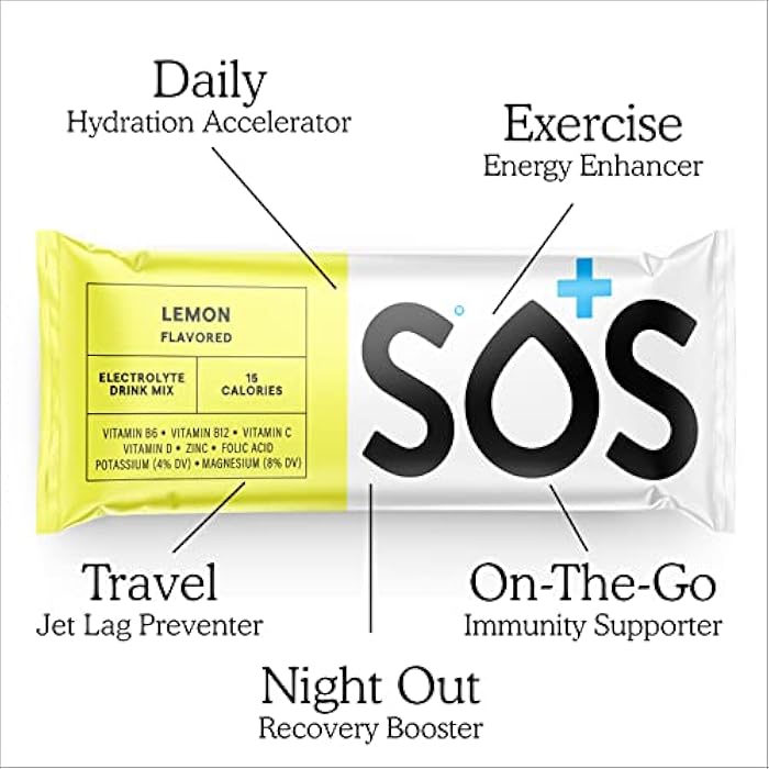 SOS Hydration ORS Electrolyte Powder Stick Packs | Oral Rehydration Solution | Low Sugar | Rapid Rehydration | Made in USA | Keto | Lemon | 8 Servings - Image 3