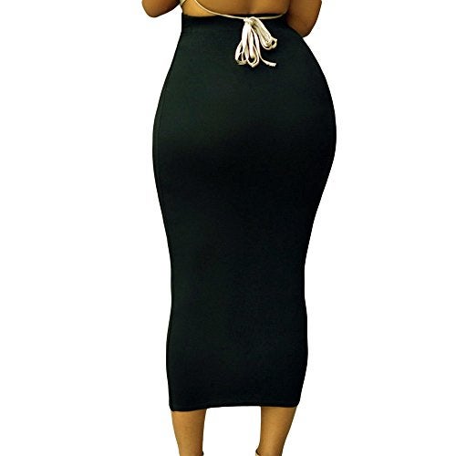 Lrady Women's Pencil Skirt Elastic Waist Stretch Bodycon Long Skirt XXL Black - Image 2