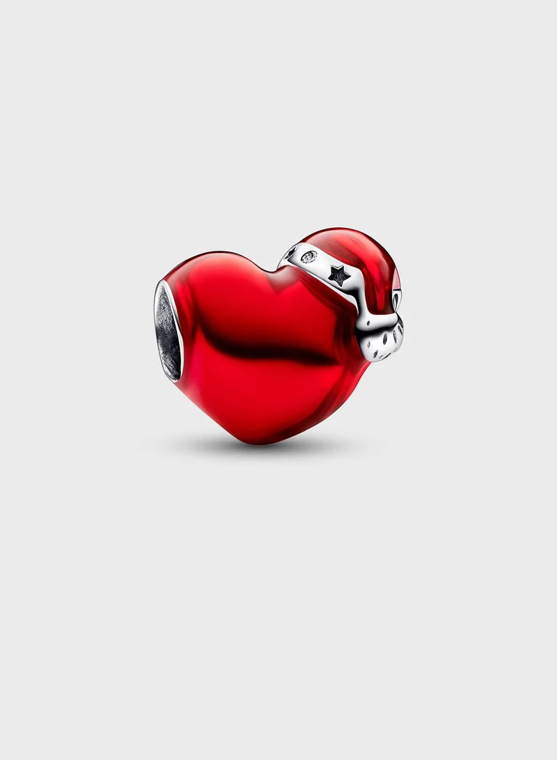 PANDORA Metallic Red Christmas Heart Charm