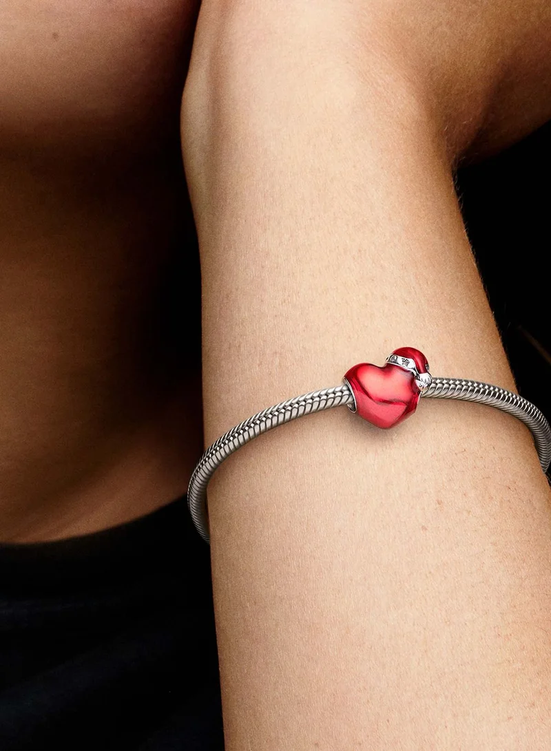 PANDORA Metallic Red Christmas Heart Charm