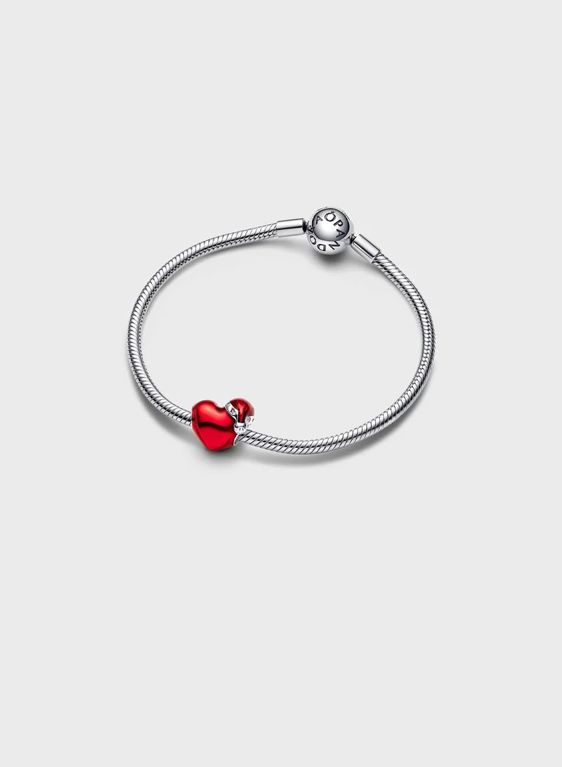 PANDORA Metallic Red Christmas Heart Charm