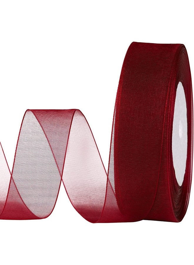 IMPRINT Organaza Sheer Wine Red Ribbon, 1 Inch Wide, 35 Metre Roll - Image 1