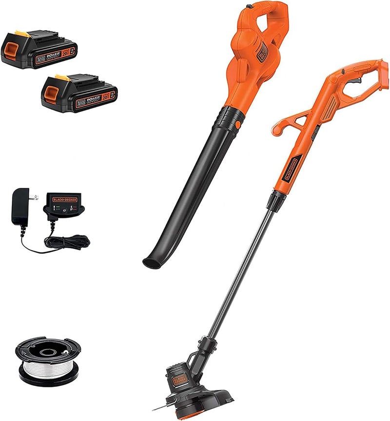 BLACK+DECKER 20V MAX* POWERCONNECT Cordless String Trimmer Lawn Edger and Leaf Blower Combo Kit, Includes 2 Batteries and Charger, Weed Wacker Hard Surface Sweeper 10 in. (LCC222) - Image 1