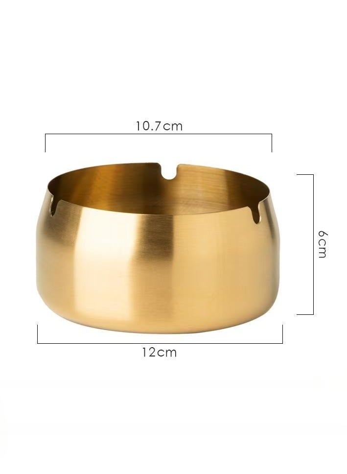 12cm diameter gold stainless steel ashtray - Image 1