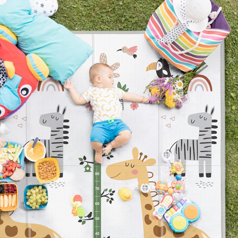 PIGLOG Baby Play Mat for Floor,79" x 71"Extra Large Foam Play Mats,Reversible Foam Playmat,Foldable,Waterproof &Anti-Slip Crawling for Babies,Toddlers,Infants, for Indoor and Outdoor,Cartoon Grey - Image 5