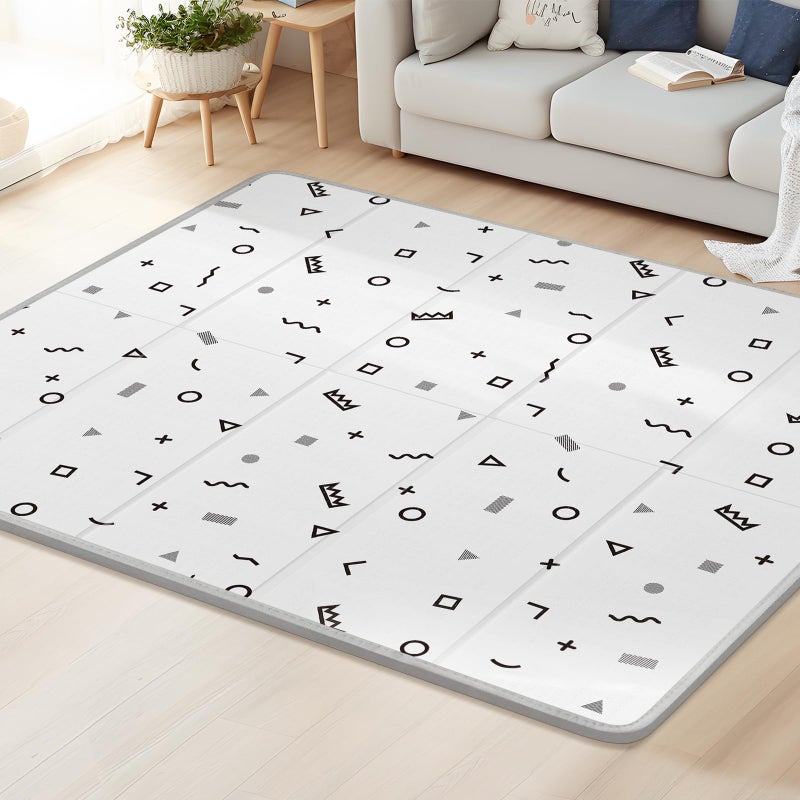 PIGLOG Baby Play Mat for Floor,79" x 71"Extra Large Foam Play Mats,Reversible Foam Playmat,Foldable,Waterproof &Anti-Slip Crawling for Babies,Toddlers,Infants, for Indoor and Outdoor,Cartoon Grey - Image 1