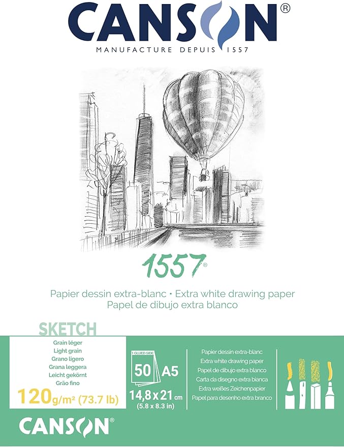 Canson® 1557® Sketching Paper Pad, A4, 120gsm, 50 Sheets