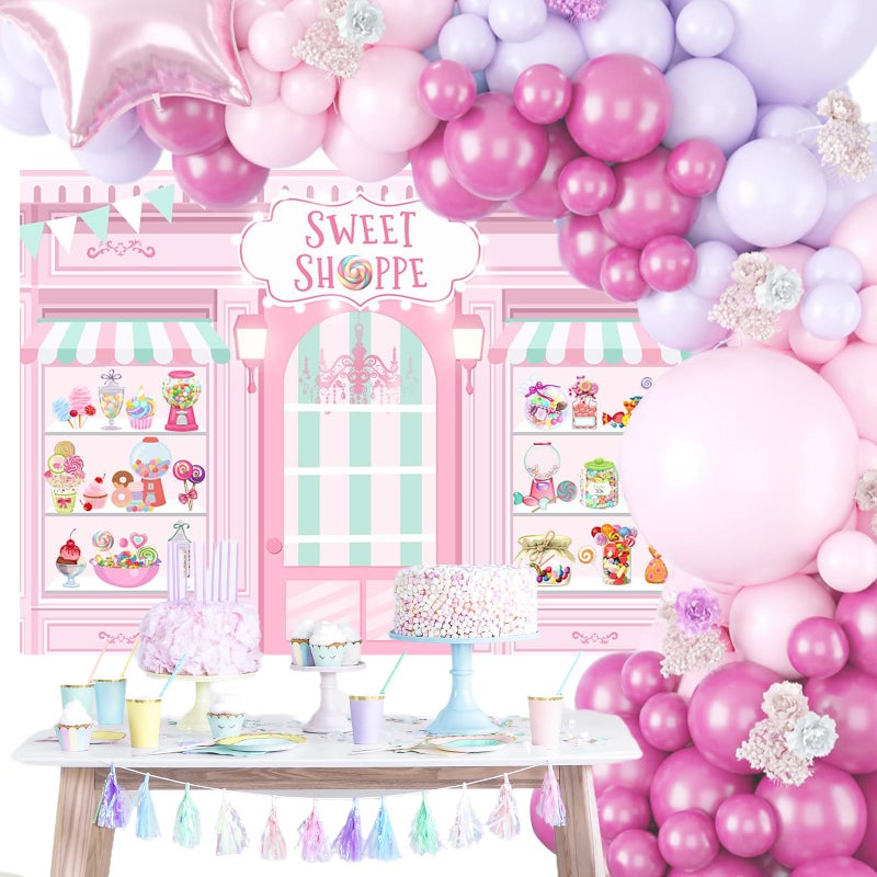 Mocsicka Ice Cream Backdrop 7x5ft - Pink Candy Shop Girl Birthday Party Backdrop Decorations, Donut Ice Cream Cake Table Decor Photoshoot Studio Props - Image 3
