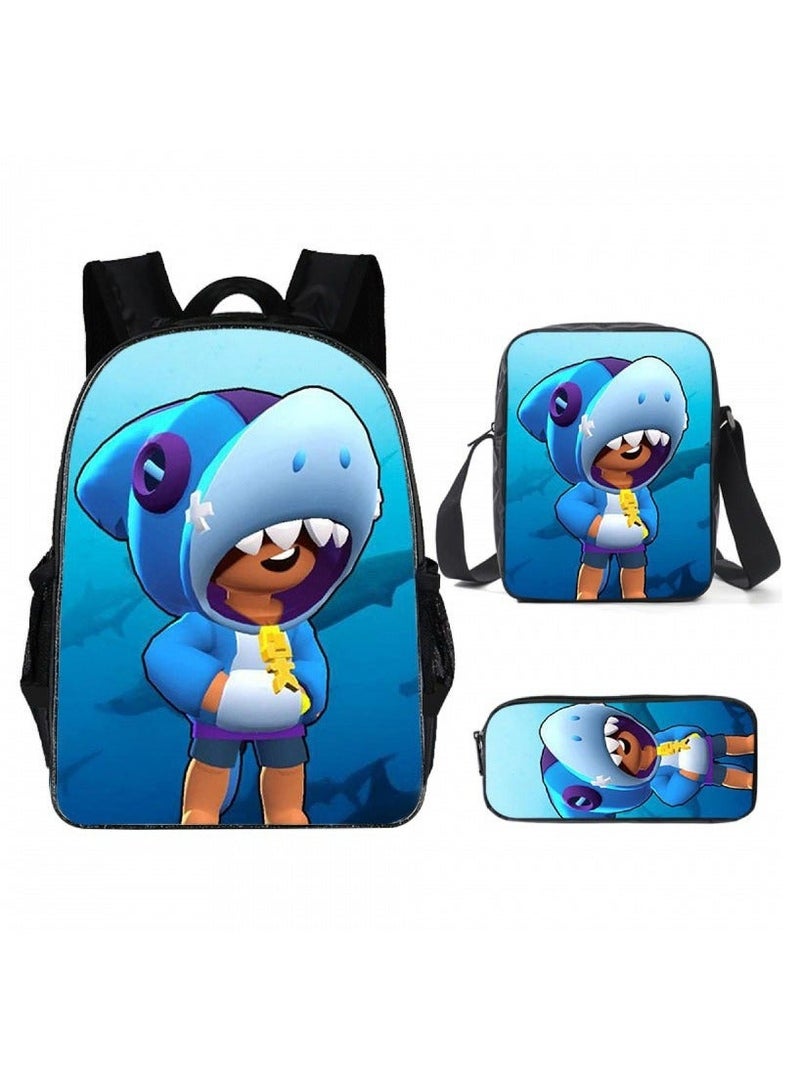 Brawl Stars Student Cartoon Anime Backpack Three-Piece Set 29*16*42cm