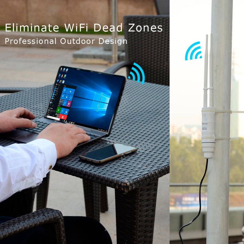 رواتر خارجي Wavlink WL-WN570HN2 بسرعة 300 ميجابت في الثانية مع هوائيات عالية الكسب 7 دي بي آي وآليات عمل متعددة ودعم تغذية بواسطة PoE ومقابس بريطانية - Image 5