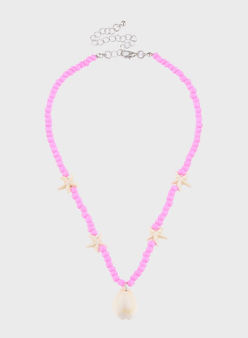 Ginger Beaded Shell Pendant Necklace  - Image 1
