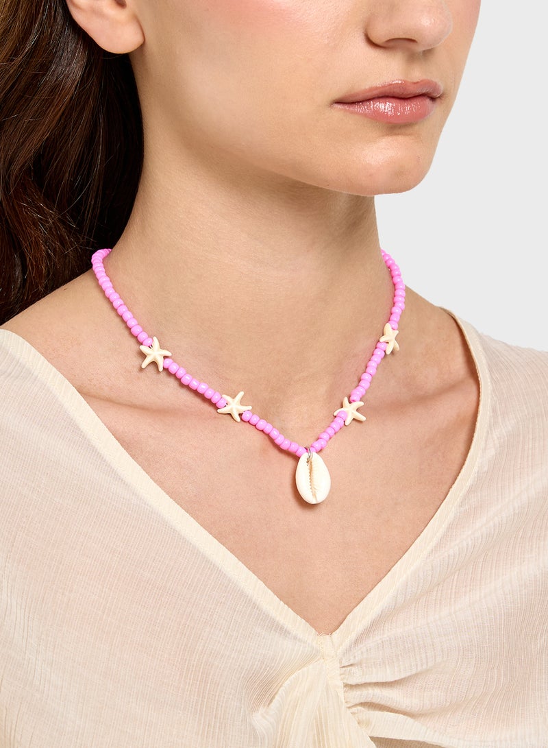 Ginger Beaded Shell Pendant Necklace  - Image 4