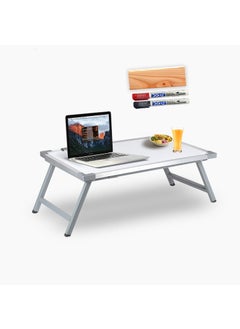 KYZEN KYZEN Adjustable Multipurpose Table with White Writing Board Paper Holding Clip 2 Marker Pens 1 Duster Ideal for Student Study Laptop and Computer Use_39L x 59 W x 24L CM_Silver Border Plus  - Image 1