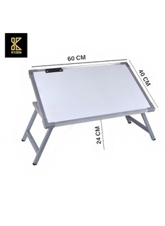 KYZEN KYZEN Adjustable Multipurpose Table with White Writing Board Paper Holding Clip 2 Marker Pens 1 Duster Ideal for Student Study Laptop and Computer Use_39L x 59 W x 24L CM_Silver Border Plus  - Image 3