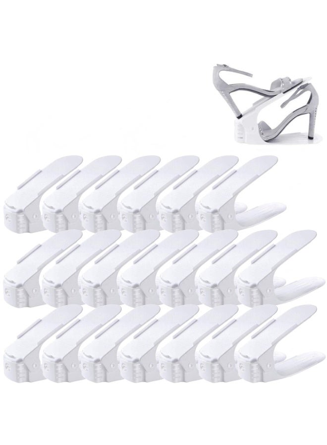 Set of 20pcs Shoe Slots Organizer, Adjustable Double Layer Stack Shoe Rack for Most Shoes Size, Space Saving Closet Cabinet Shoe Organizer for A Pair Shoe, White - Image 1