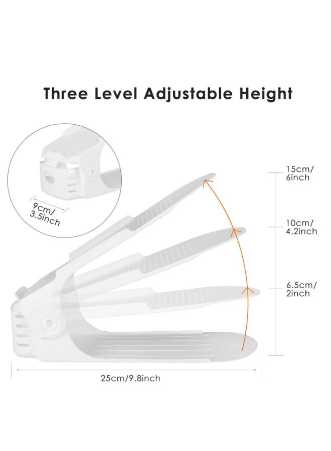 Set of 20pcs Shoe Slots Organizer, Adjustable Double Layer Stack Shoe Rack for Most Shoes Size, Space Saving Closet Cabinet Shoe Organizer for A Pair Shoe, White - Image 2