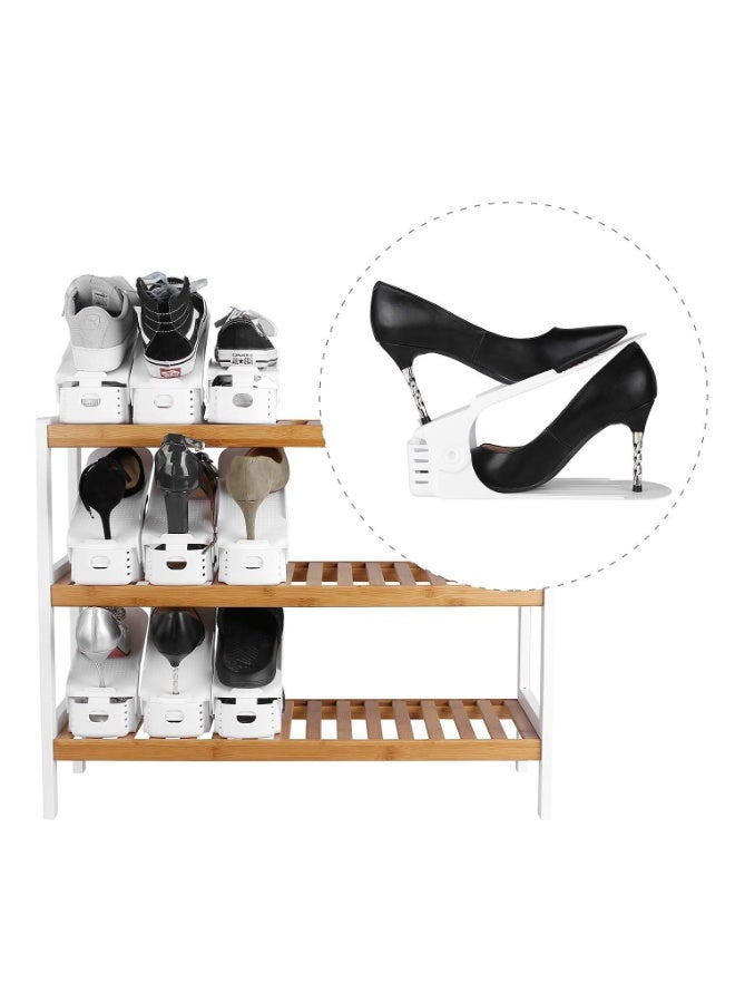 Set of 20pcs Shoe Slots Organizer, Adjustable Double Layer Stack Shoe Rack for Most Shoes Size, Space Saving Closet Cabinet Shoe Organizer for A Pair Shoe, White - Image 5