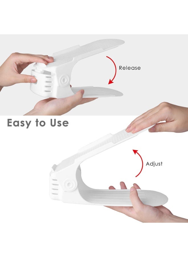 Set of 20pcs Shoe Slots Organizer, Adjustable Double Layer Stack Shoe Rack for Most Shoes Size, Space Saving Closet Cabinet Shoe Organizer for A Pair Shoe, White - Image 4