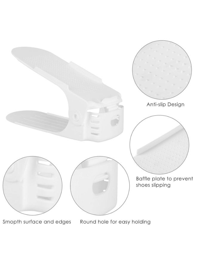 Set of 20pcs Shoe Slots Organizer, Adjustable Double Layer Stack Shoe Rack for Most Shoes Size, Space Saving Closet Cabinet Shoe Organizer for A Pair Shoe, White - Image 3