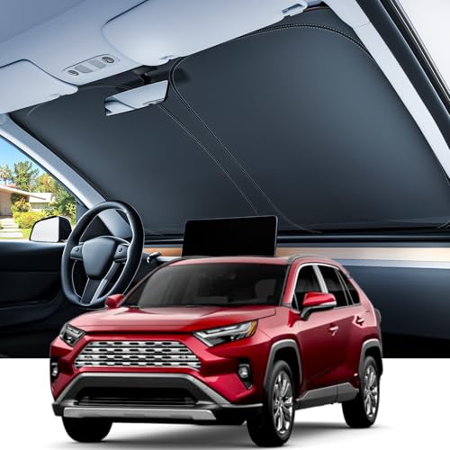 REEVAA 2025 Upgraded for Toyota RAV4 2025 2024 2023-2019 Windshield Sun Shade [Tailored Fit, 99% Sun Protection] Protect Interior & Keep Cool, Foldable Sunshade Car Accessories with Storage Bag - Image 1
