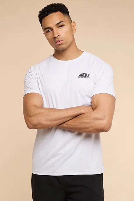 R&B Print Detail Active T-Shirt with Crew Neck and Short Sleeves