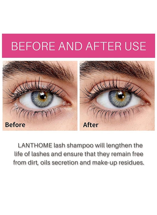 Lash Shampoo，Eyelash Extension Shampoo, Remove Makeup Residue & Mascara, Gentle Deep Cleansing and No Irritating or Burning for Eyelash Extension Foam - Perfect for Salon Use and Home Care (50ML)