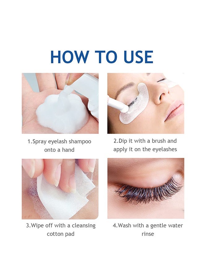 Lash Shampoo，Eyelash Extension Shampoo, Remove Makeup Residue & Mascara, Gentle Deep Cleansing and No Irritating or Burning for Eyelash Extension Foam - Perfect for Salon Use and Home Care (50ML)