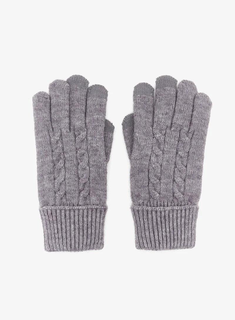 Ginger Textured Knitted Gloves