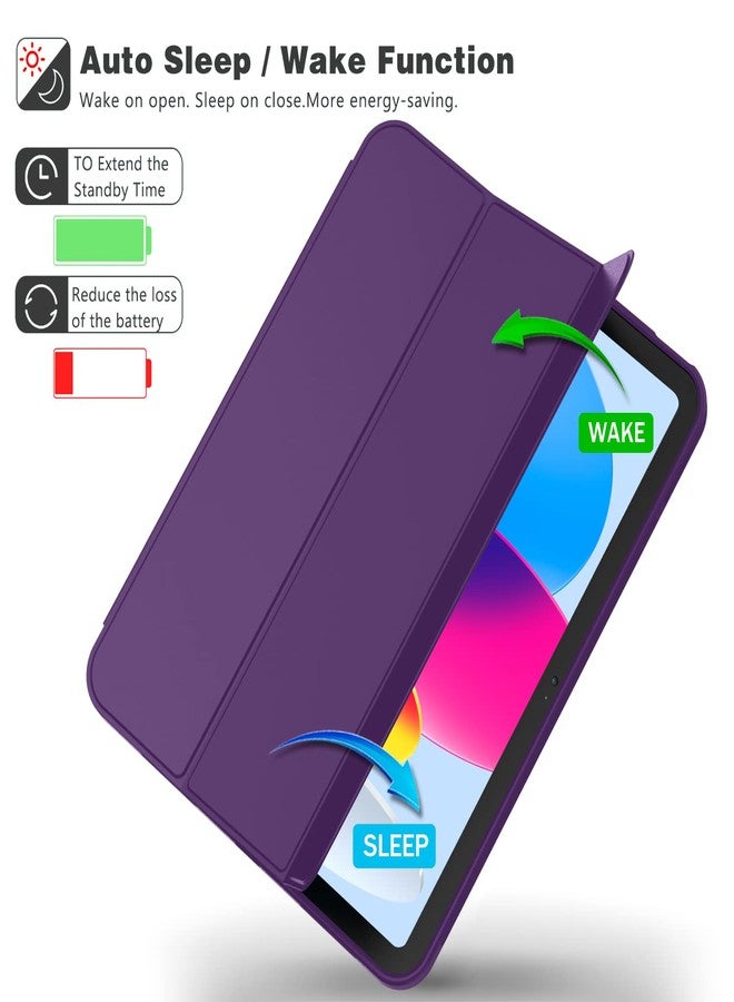 iMieet جراب iMieet لجهاز iPad (A16) من الجيل الحادي عشر/الجيل العاشر [11 بوصة 2025/10.9 بوصة 2022] مع حامل قلم، غطاء ذكي ثلاثي الطي مع ظهر من مادة TPU الناعمة، خاصية التشغيل/الإيقاف التلقائي (بنفسجي داكن) - Image 4