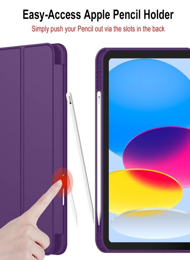 iMieet جراب iMieet لجهاز iPad (A16) من الجيل الحادي عشر/الجيل العاشر [11 بوصة 2025/10.9 بوصة 2022] مع حامل قلم، غطاء ذكي ثلاثي الطي مع ظهر من مادة TPU الناعمة، خاصية التشغيل/الإيقاف التلقائي (بنفسجي داكن) - Image 5